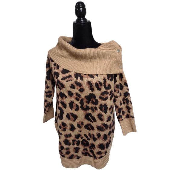 89th & Madison Sweaters - 89th+Madison Women's Leopard Print Cowl Neck Sweater Size Medium
